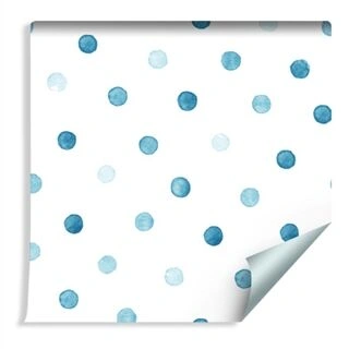 Wallpaper Blue Dots Painted With Watercolor Non-Woven 53x1000