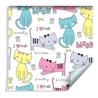 Wallpaper For Children - Colorful Cute Cats Non-Woven 53x1000