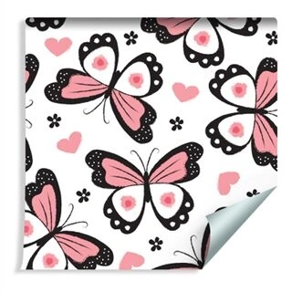 Wallpaper For Children - Butterflies Hearts Flowers Non-Woven 53x1000