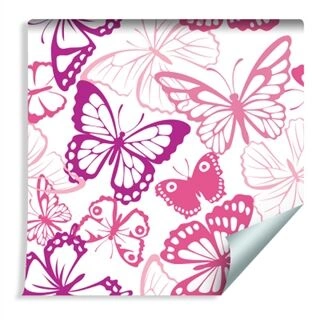 Wallpaper For Children - Pink And Purple Butterflies Non-Woven 53x1000