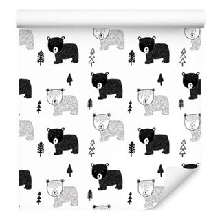 Wallpaper For Children - Bears And Christmas Trees Non-Woven 53x1000