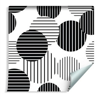 Wallpaper Black And White Large Striped Dots Non-Woven 53x1000
