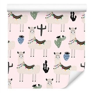 Wallpaper The Lama Animals Cacti For A Baby&amp;#039;s Room Non-Woven 53x1000