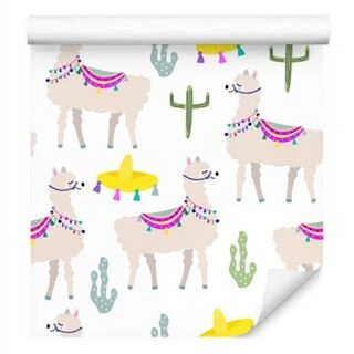Wallpaper Cacti Animals For A Llama&amp;#039;s Baby Room Non-Woven 53x1000
