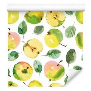 Wallpaper Fruit, Apple, Leaves, Green Kitchen Non-Woven 53x1000
