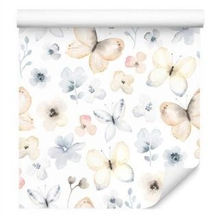 Wallpaper For Children, Butterflies, Flowers, Plants Non-Woven 53x1000