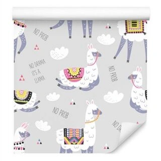 Wallpaper Clouds Lama Animals For A Child&amp;#039;s Room Non-Woven 53x1000