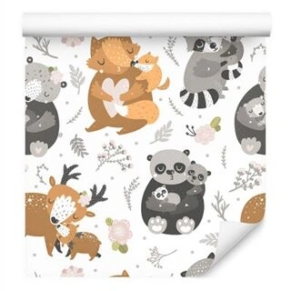 Wallpaper Baby Animals Among Flowers Non-Woven 53x1000