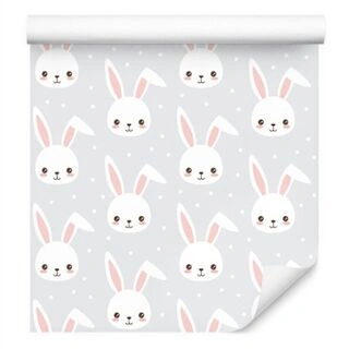 Wallpaper Rabbits On A Grey Background Non-Woven 53x1000