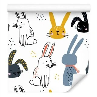 Wallpaper Rabbits On A White Background Non-Woven 53x1000