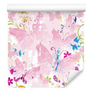 Wallpaper Butterflies, Flowers, Plants For Baby&amp;#039;s Room Non-Woven 53x1000