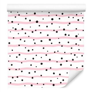Wallpaper Polka Dots And Pink Stripes Non-Woven 53x1000