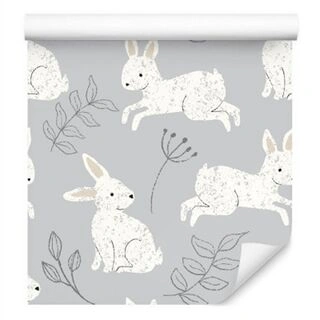 Wallpaper Rabbits Among Plants Non-Woven 53x1000