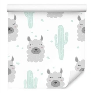 Wallpaper Lama Cacti Plants For Baby Room Non-Woven 53x1000