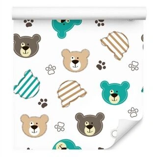 Wallpaper Colorful Bears And Paws Non-Woven 53x1000