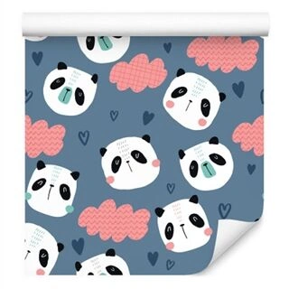 Wallpaper Pandas And Heart Background Non-Woven 53x1000