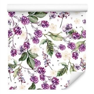 Wallpaper For Kitchen Fruit Leaves Flowers Non-Woven 53x1000