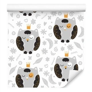 Wallpaper Owls In Crowns Non-Woven 53x1000