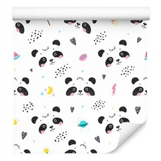 Wallpaper Pandas With Donuts Non-Woven 53x1000