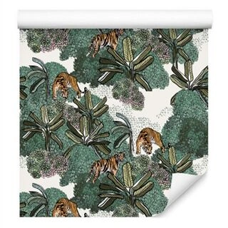Wallpaper Tigers And Plants Non-Woven 53x1000
