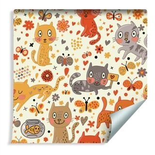 Wallpaper For Children - Funny Colorful Cats Non-Woven 53x1000