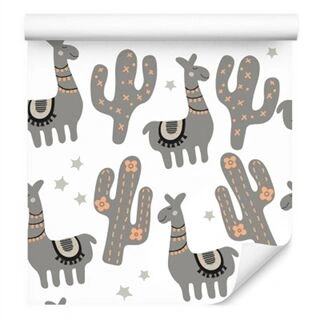 Wallpaper Nature Children&amp;#039;s Room With Llamas Non-Woven 53x1000
