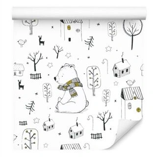 Wallpaper For Children - Animals, Tree And Stars Non-Woven 53x1000