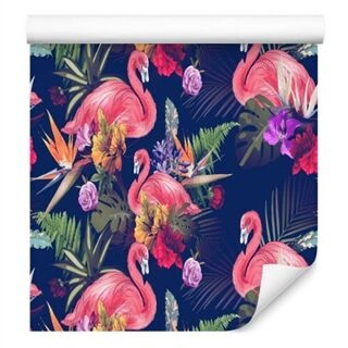 Wallpaper For Living Room Birds, Flamingos, Flowers, Plants Non-Woven 53x1000