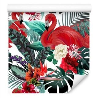 Wallpaper Flowers, Plants, Flamingos For The Living Room Non-Woven 53x1000