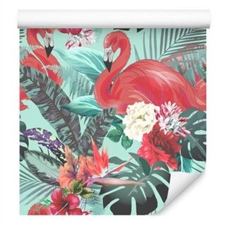 Wallpaper Flamingos Nature Flowers For Living Room Non-Woven 53x1000