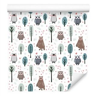 Wallpaper Cute Owls Non-Woven 53x1000