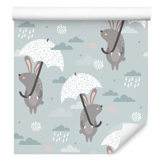 Wallpaper Rabbits Under Umbrellas Non-Woven 53x1000
