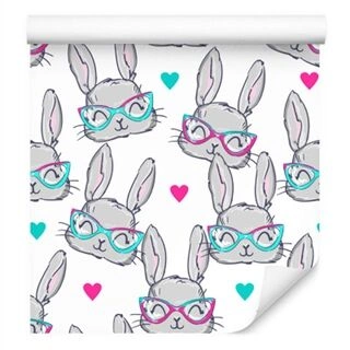 Wallpaper Rabbits In Eyeglasses Non-Woven 53x1000