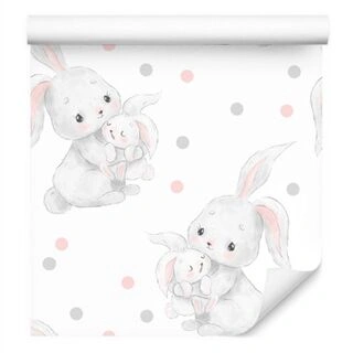 Wallpaper Rabbits On Dotted Background Non-Woven 53x1000
