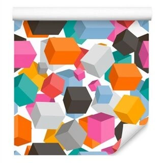 Wallpaper Colorful Cubes - 3D Effect Non-Woven 53x1000