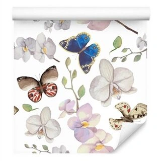 Wallpaper For Baby&amp;#039;s Room Butterflies, Flowers, Plants Non-Woven 53x1000