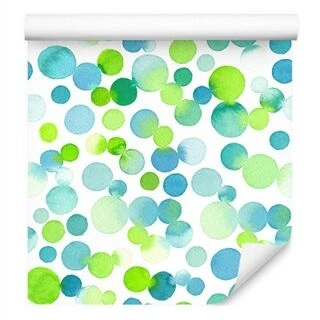 Wallpaper Watercolor Green Circles Non-Woven 53x1000