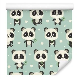 Wallpaper Pandas With Leaves Non-Woven 53x1000