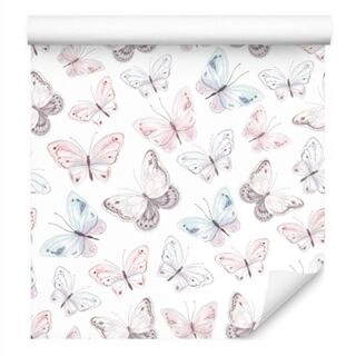 Wallpaper Decorative Pastel Butterflies For Baby&amp;#039;s Room Non-Woven 53x1000