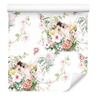 Wallpaper Beautiful Flowers And Leaves Non-Woven 53x1000