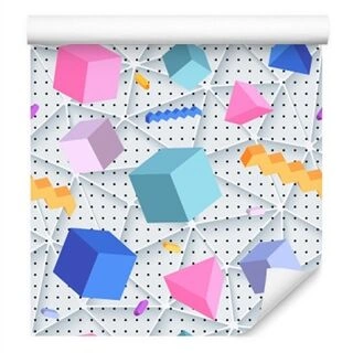 Wallpaper Geometric 3D Cubes Children&amp;#039;s Room Non-Woven 53x1000