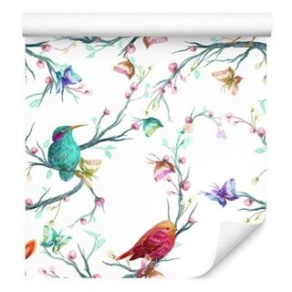 Wallpaper Colorful Birds On Colored Background Non-Woven 53x1000