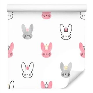 Wallpaper Rabbits In Crowns Non-Woven 53x1000