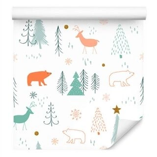 Wallpaper For Children - Bears And Deers Non-Woven 53x1000