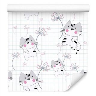 Wallpaper For Children - Cats And Flowers Non-Woven 53x1000
