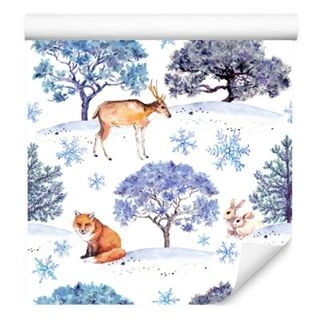 Wallpaper Deer, Hares And Trees Non-Woven 53x1000