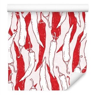 Wallpaper White And Red Chili Peppers Non-Woven 53x1000