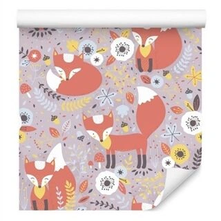 Wallpaper Fairytale Foxes With Flowers Non-Woven 53x1000