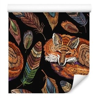 Wallpaper Colorful Fox With Feathers Non-Woven 53x1000