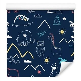 Wallpaper Baby Animals Among Trees And Clouds Non-Woven 53x1000